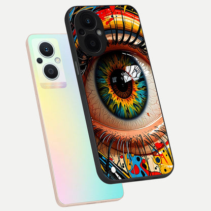  Colorful Eye phone case For Oppo F21 Pro 5G showing premium glass back cover with detailed artwork