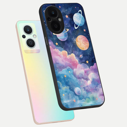  Cosmic Planet Dreams phone case For Oppo F21 Pro 5G showing premium glass back cover with detailed artwork