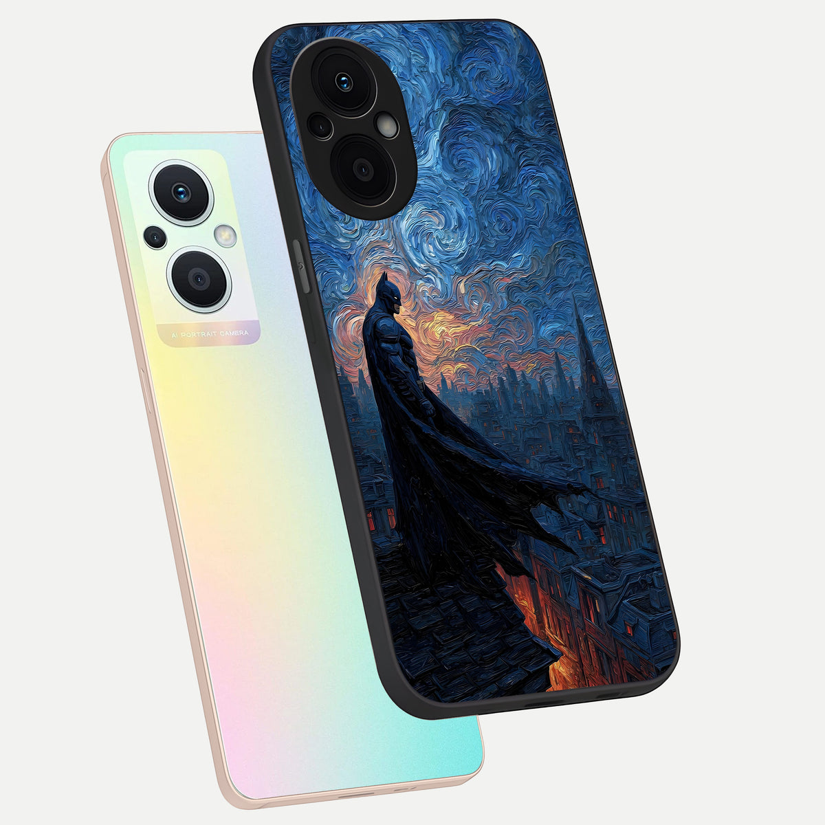  Dark Knight Dusk phone case For Oppo F21 Pro 5G showing premium glass back cover with detailed artwork