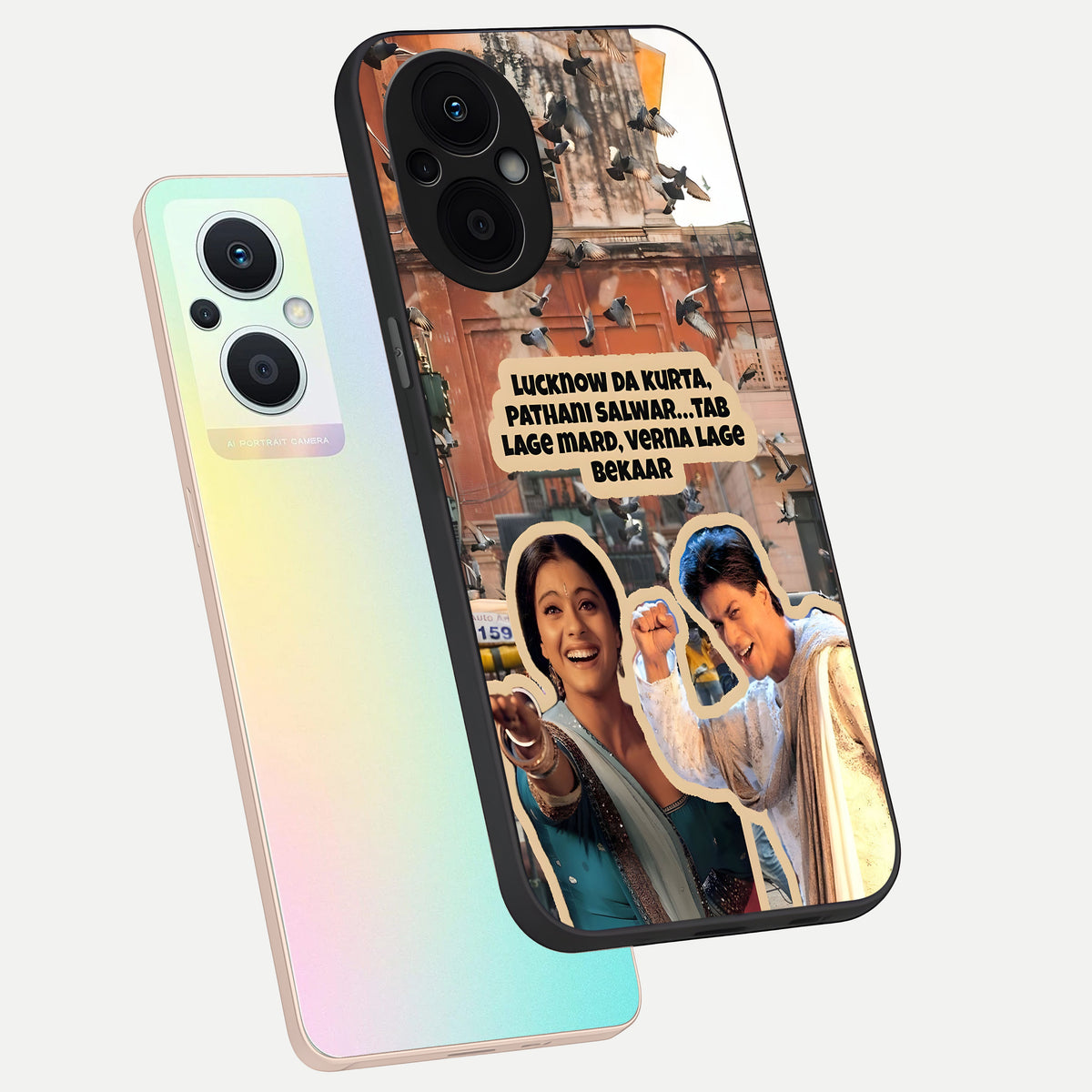  Desi Retro Vibes phone case For Oppo F21 Pro 5G showing premium glass back cover with detailed artwork