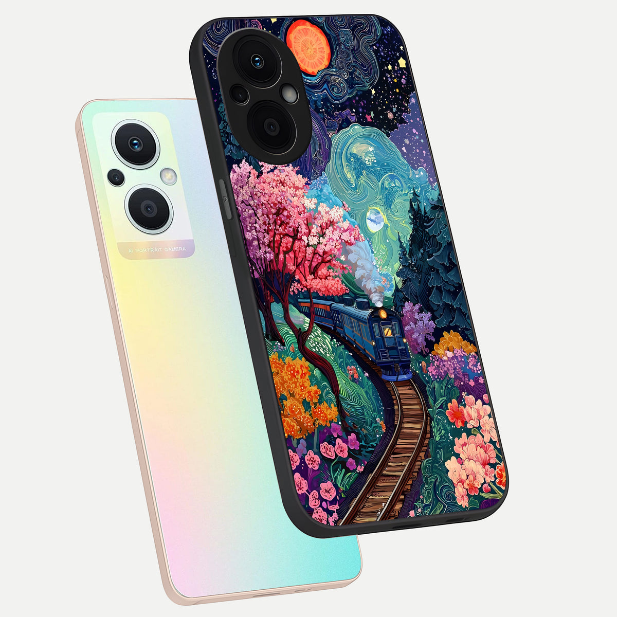  Digital Art phone case For Oppo F21 Pro 5G showing premium glass back cover with detailed artwork