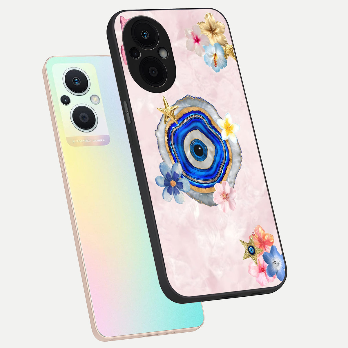  Divine Aura Bloom phone case For Oppo F21 Pro 5G showing premium glass back cover with detailed artwork