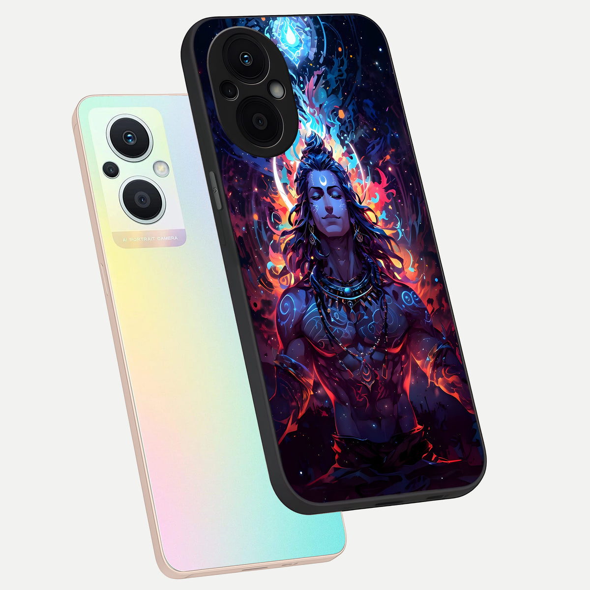  Divine Fire Shiv phone case For Oppo F21 Pro 5G showing premium glass back cover with detailed artwork