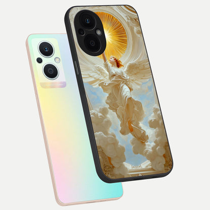  Divine Light Angel phone case For Oppo F21 Pro 5G showing premium glass back cover with detailed artwork