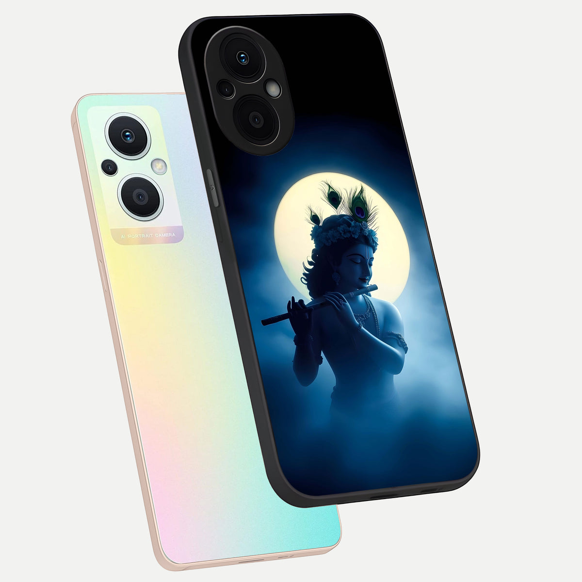  Divine Moon Flute phone case For Oppo F21 Pro 5G showing premium glass back cover with detailed artwork