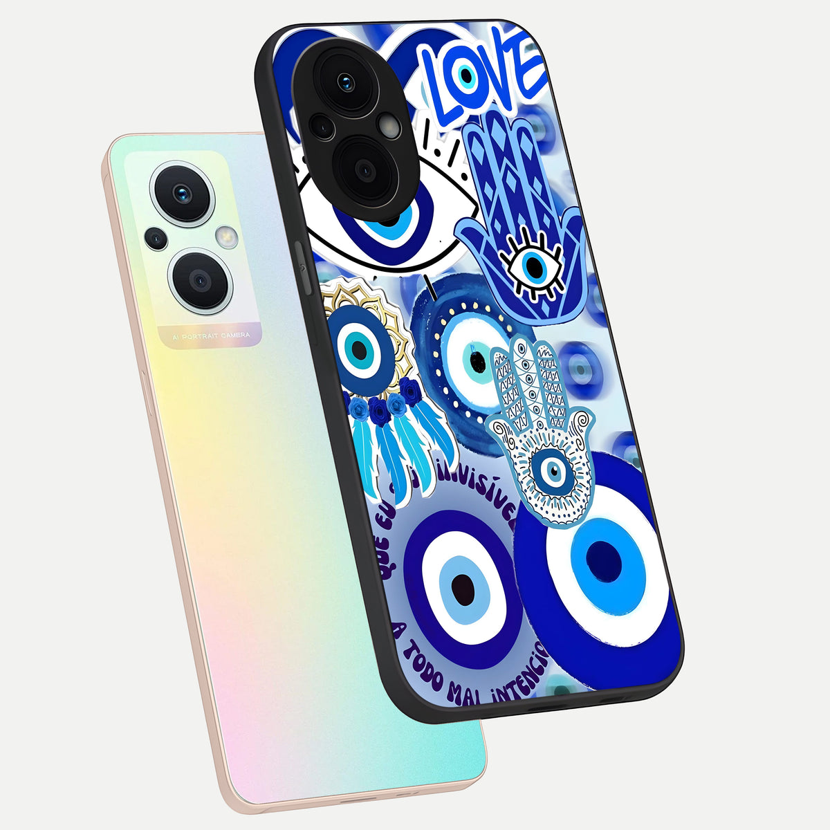  Evil Eyes Dream phone case For Oppo F21 Pro 5G showing premium glass back cover with detailed artwork