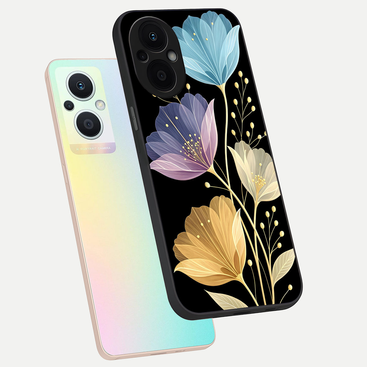  Flower Bloom Glow phone case For Oppo F21 Pro 5G showing premium glass back cover with detailed artwork