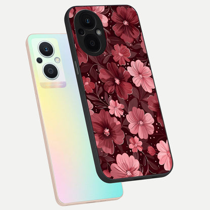  Flower Blush Bloom phone case For Oppo F21 Pro 5G showing premium glass back cover with detailed artwork