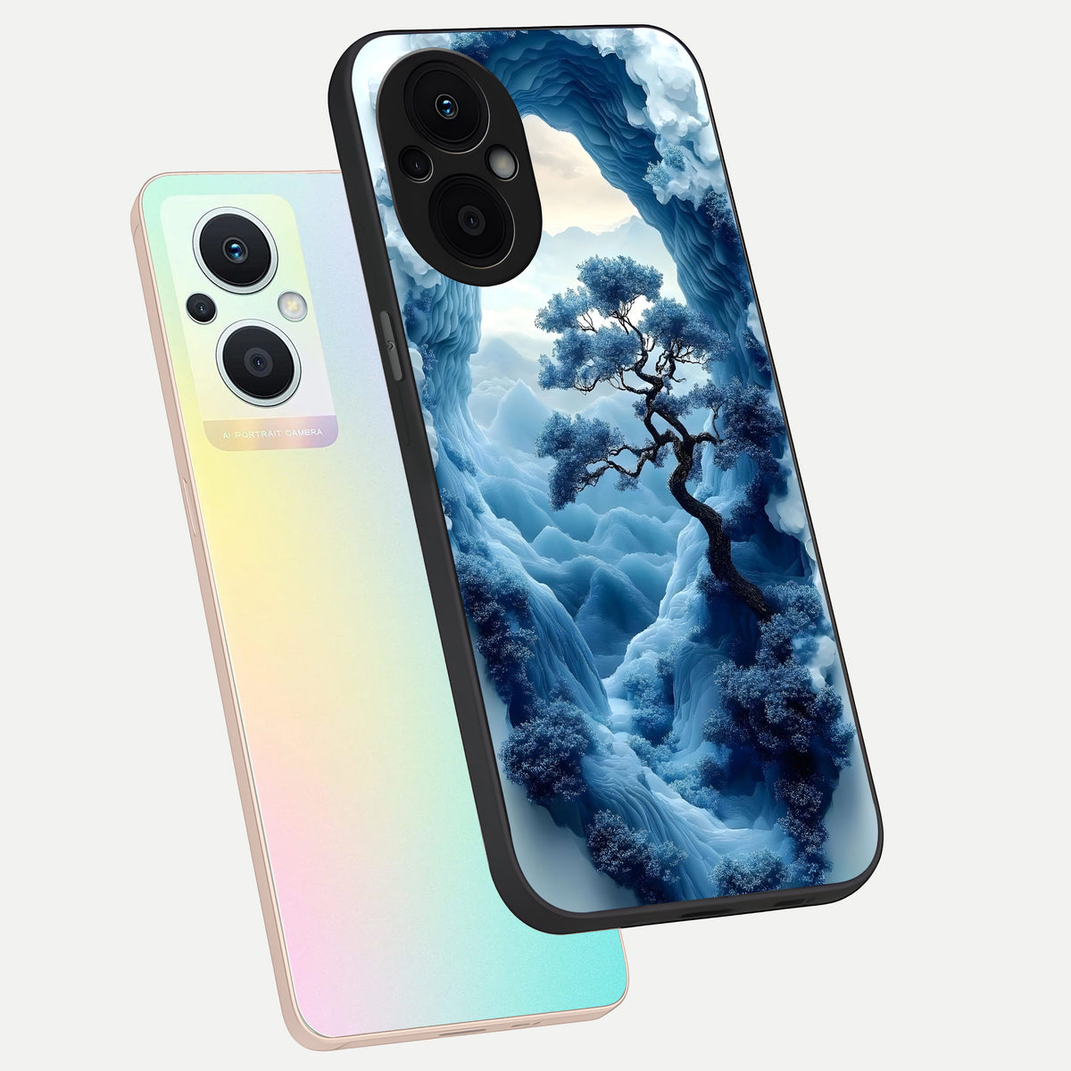  Frozen Serenity Gate phone case For Oppo F21 Pro 5G showing premium glass back cover with detailed artwork