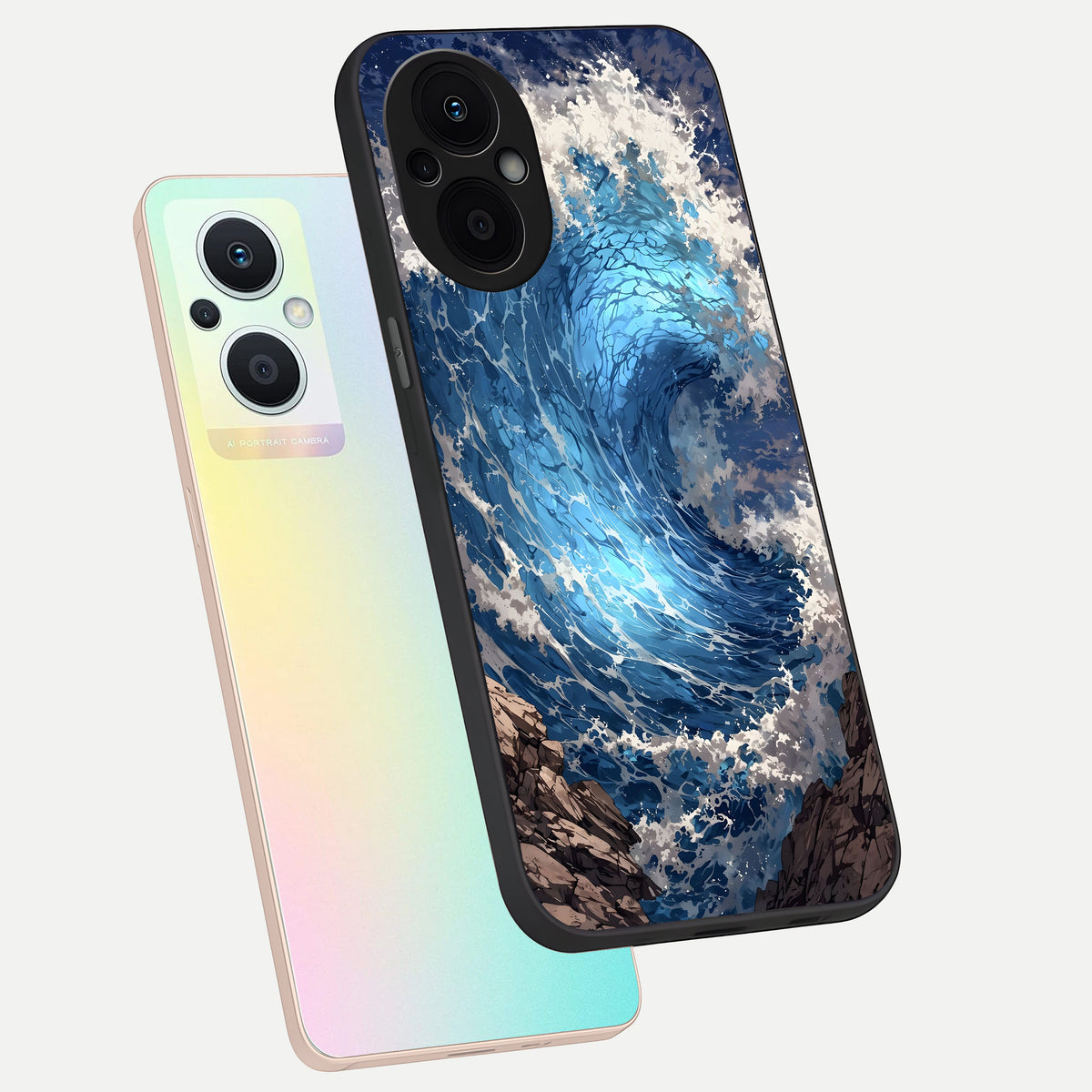  Giant Ocean Wave phone case For Oppo F21 Pro 5G showing premium glass back cover with detailed artwork