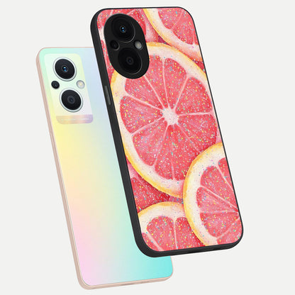  Glitter Grapefruit phone case For Oppo F21 Pro 5G showing premium glass back cover with detailed artwork