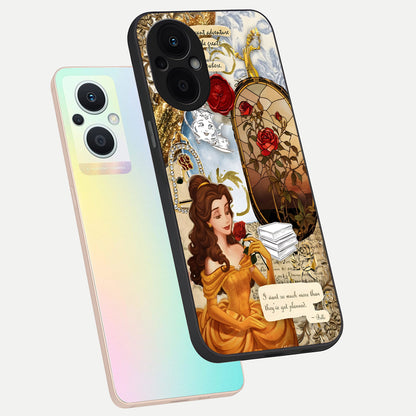  Golden Dream Belle phone case For Oppo F21 Pro 5G showing premium glass back cover with detailed artwork
