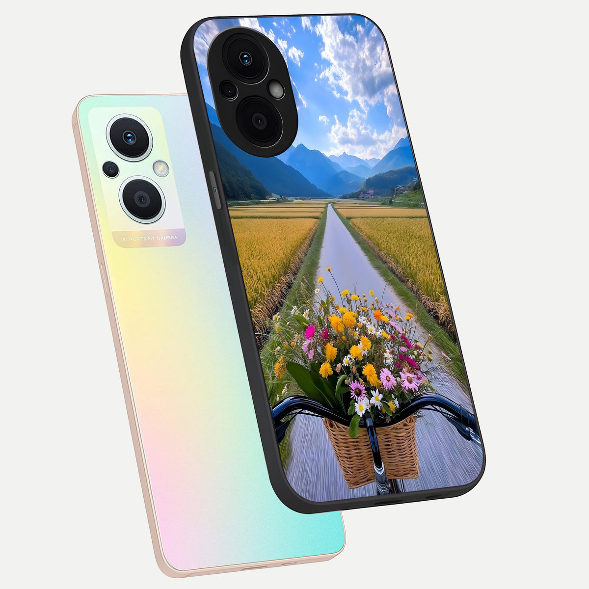  Golden Field Journey phone case For Oppo F21 Pro 5G showing premium glass back cover with detailed artwork