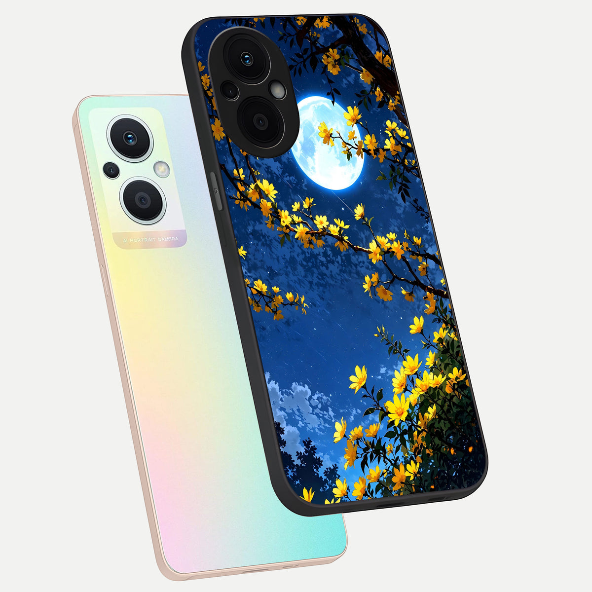  Golden Night Glow phone case For Oppo F21 Pro 5G showing premium glass back cover with detailed artwork
