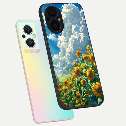  Golden Sun Glory phone case For Oppo F21 Pro 5G showing premium glass back cover with detailed artwork