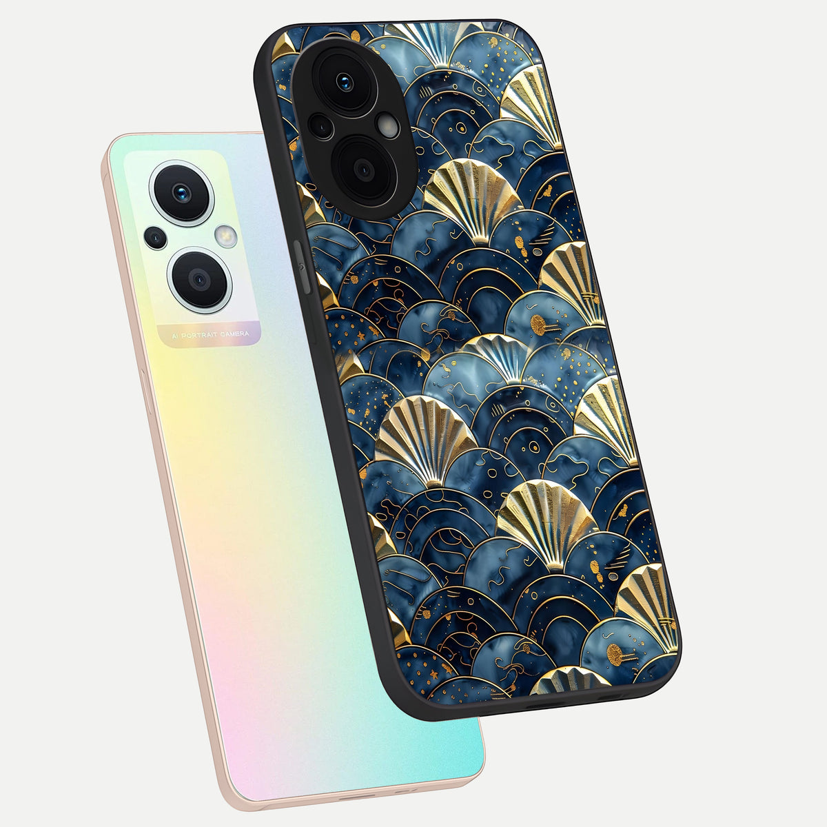  Golden Wave Luxe phone case For Oppo F21 Pro 5G showing premium glass back cover with detailed artwork