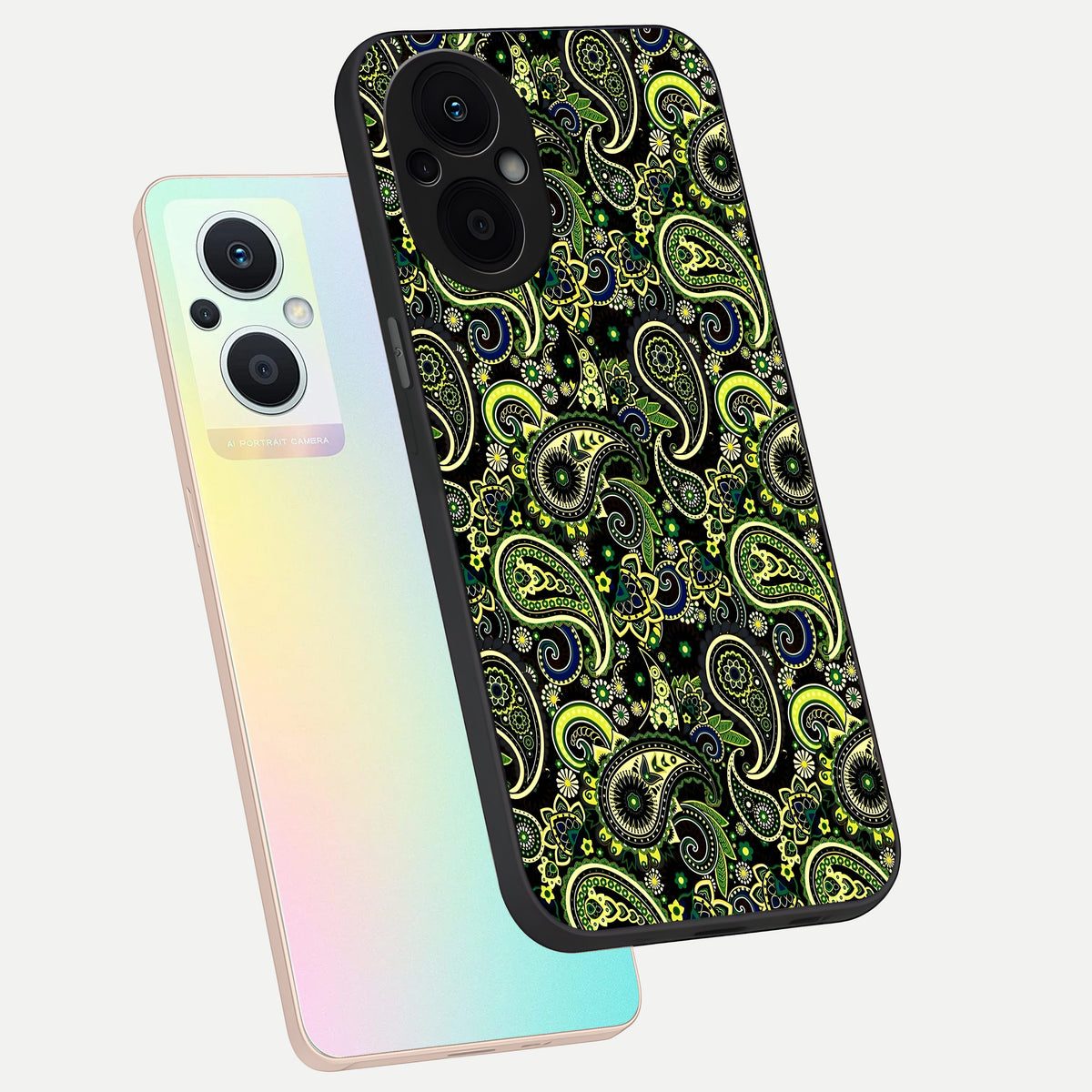  Green Lemon phone case For Oppo F21 Pro 5G showing premium glass back cover with detailed artwork