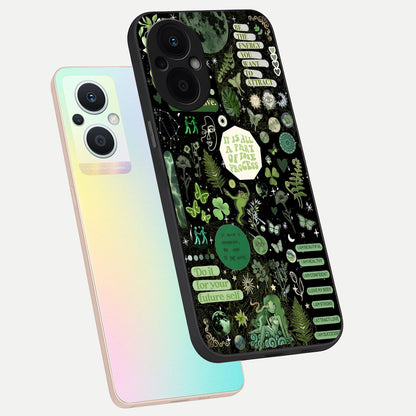  Green Mandala Pattern phone case For Oppo F21 Pro 5G showing premium glass back cover with detailed artwork