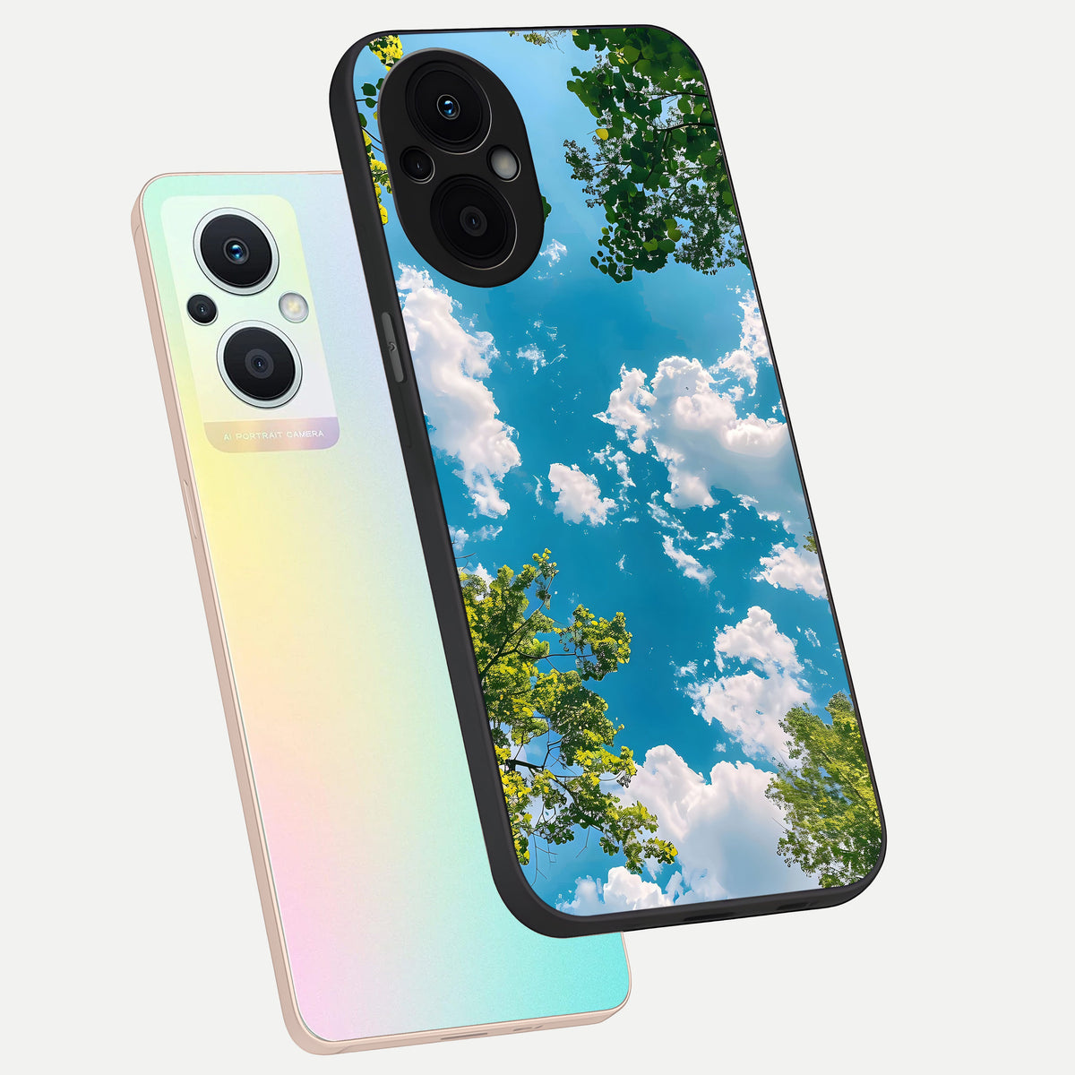  Green Moon Energy phone case For Oppo F21 Pro 5G showing premium glass back cover with detailed artwork
