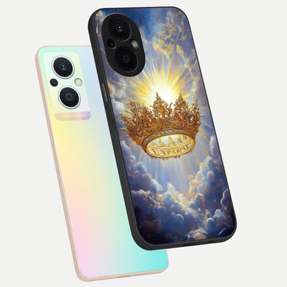  Heavenly Crown Light phone case For Oppo F21 Pro 5G showing premium glass back cover with detailed artwork