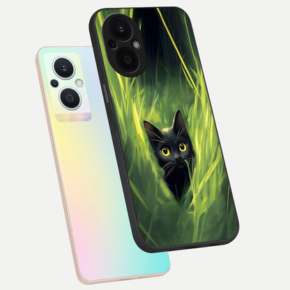  Hidden Cat Whisper phone case For Oppo F21 Pro 5G showing premium glass back cover with detailed artwork