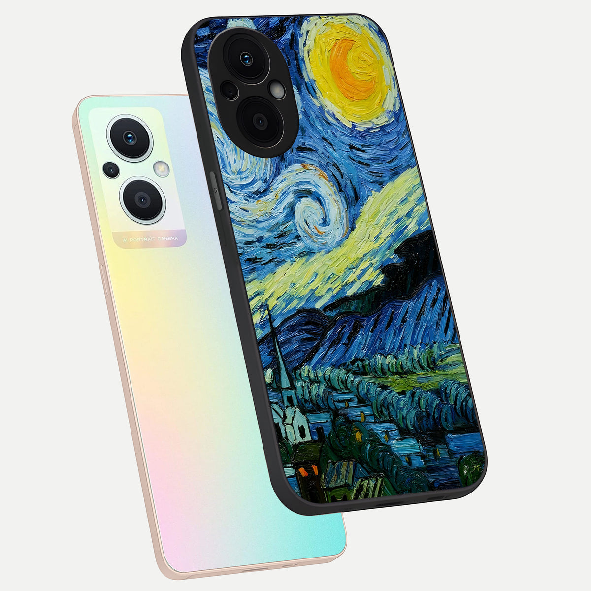  Inspired Van Gogh Art phone case For Oppo F21 Pro 5G showing premium glass back cover with detailed artwork