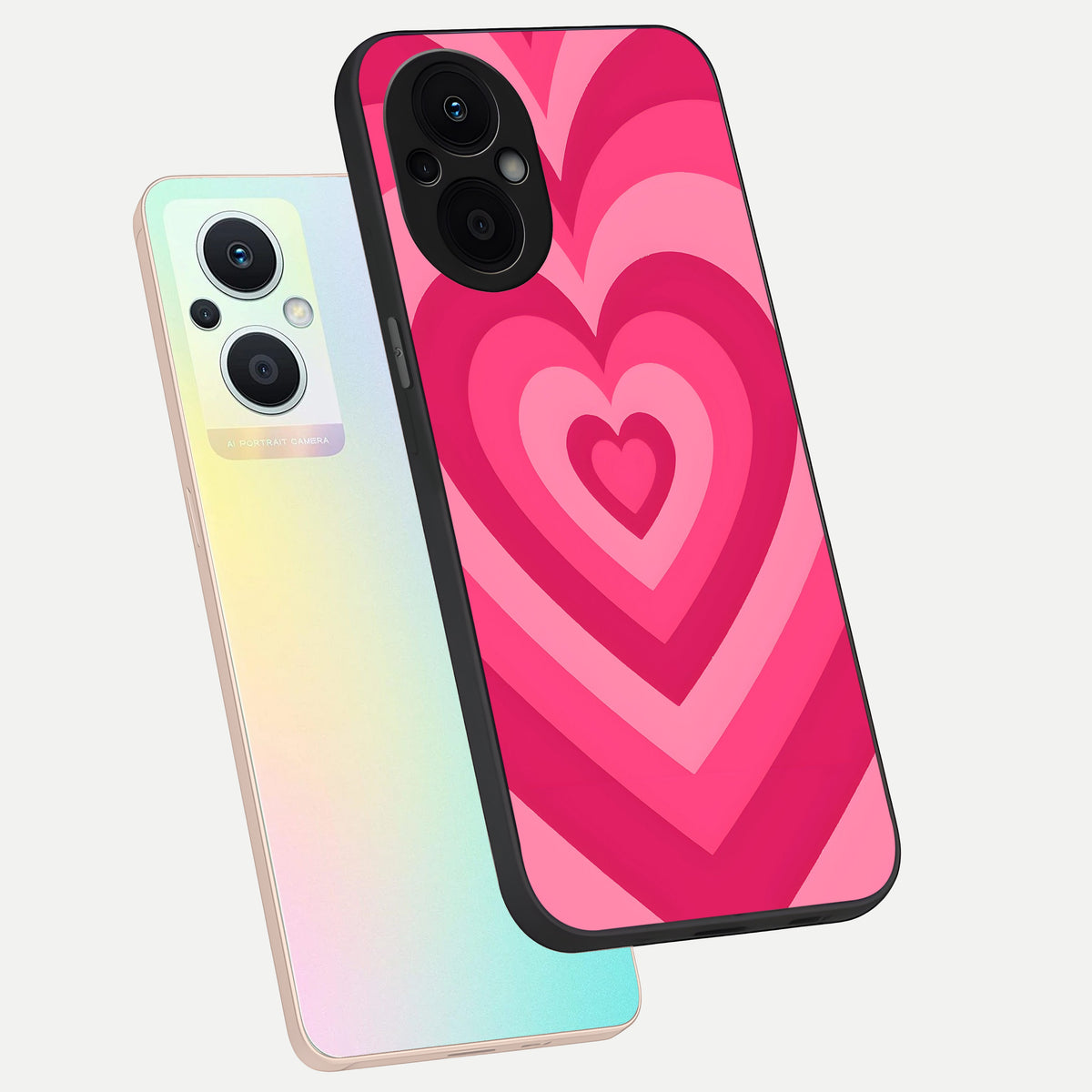  Layered Love Hearts phone case For Oppo F21 Pro 5G showing premium glass back cover with detailed artwork