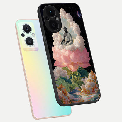  Lotus Divine Peace phone case For Oppo F21 Pro 5G showing premium glass back cover with detailed artwork