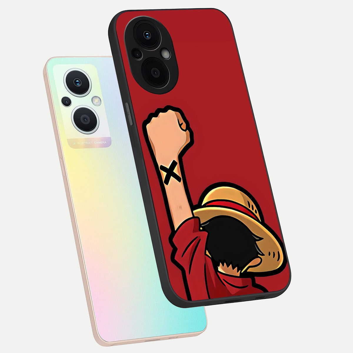  Luffy X Spirit phone case For Oppo F21 Pro 5G showing premium glass back cover with detailed artwork