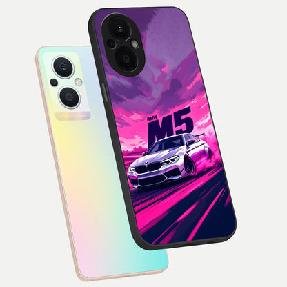  MS Neon Car phone case For Oppo F21 Pro 5G showing premium glass back cover with detailed artwork