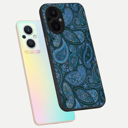  Midnight Paisley Glow phone case For Oppo F21 Pro 5G showing premium glass back cover with detailed artwork