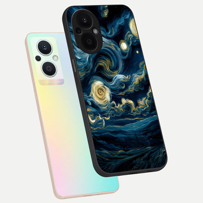  Midnight Sky Whirl phone case For Oppo F21 Pro 5G showing premium glass back cover with detailed artwork