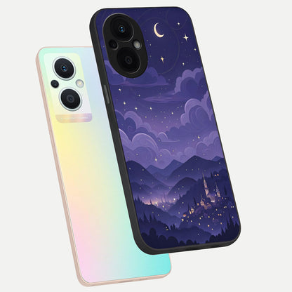  Minimal Night View phone case For Oppo F21 Pro 5G showing premium glass back cover with detailed artwork