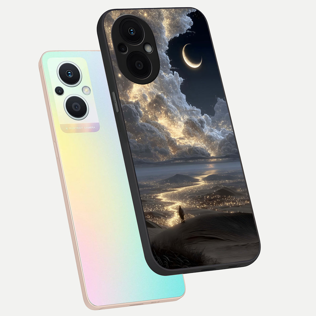  Moonlight Spark Path phone case For Oppo F21 Pro 5G showing premium glass back cover with detailed artwork