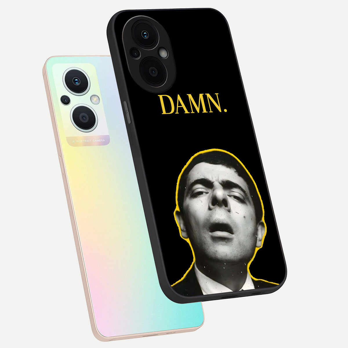  Mr Bean Damn phone case For Oppo F21 Pro 5G showing premium glass back cover with detailed artwork