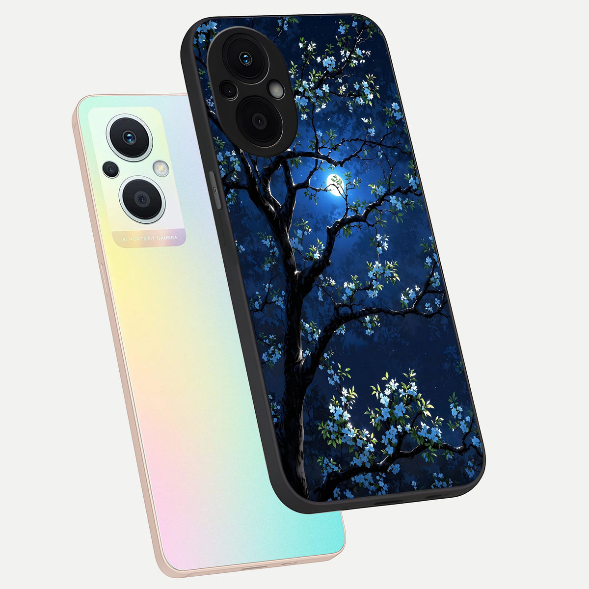  Mystic Floral Night phone case For Oppo F21 Pro 5G showing premium glass back cover with detailed artwork