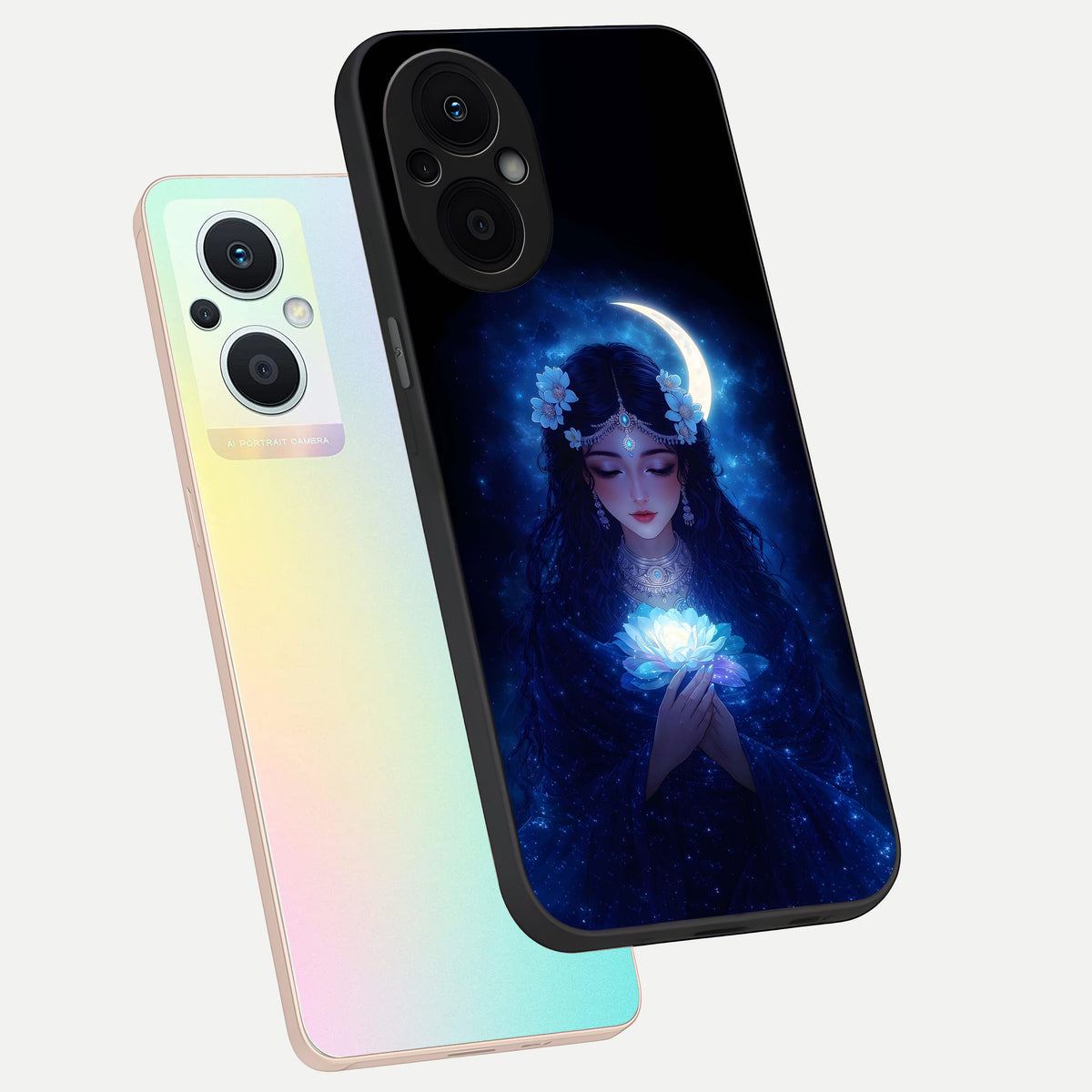  Mystic Moon Queen phone case For Oppo F21 Pro 5G showing premium glass back cover with detailed artwork