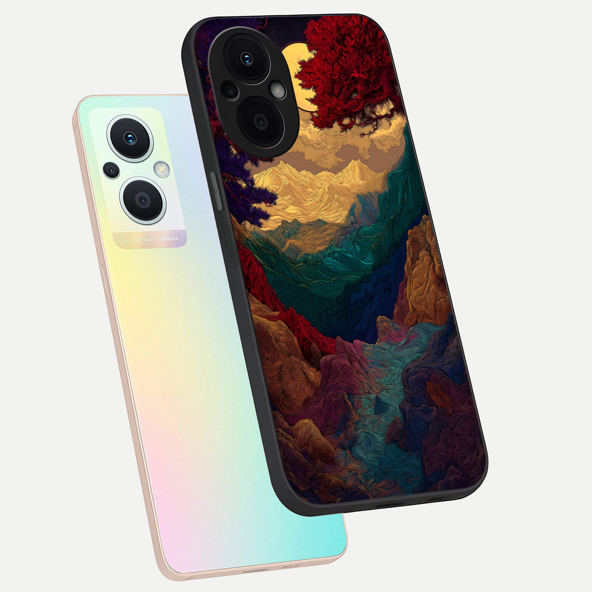  Mystic Valley Light phone case For Oppo F21 Pro 5G showing premium glass back cover with detailed artwork