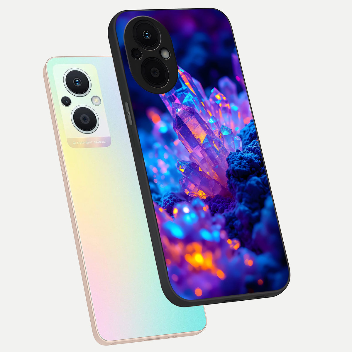  Neon Aura Shards phone case For Oppo F21 Pro 5G showing premium glass back cover with detailed artwork