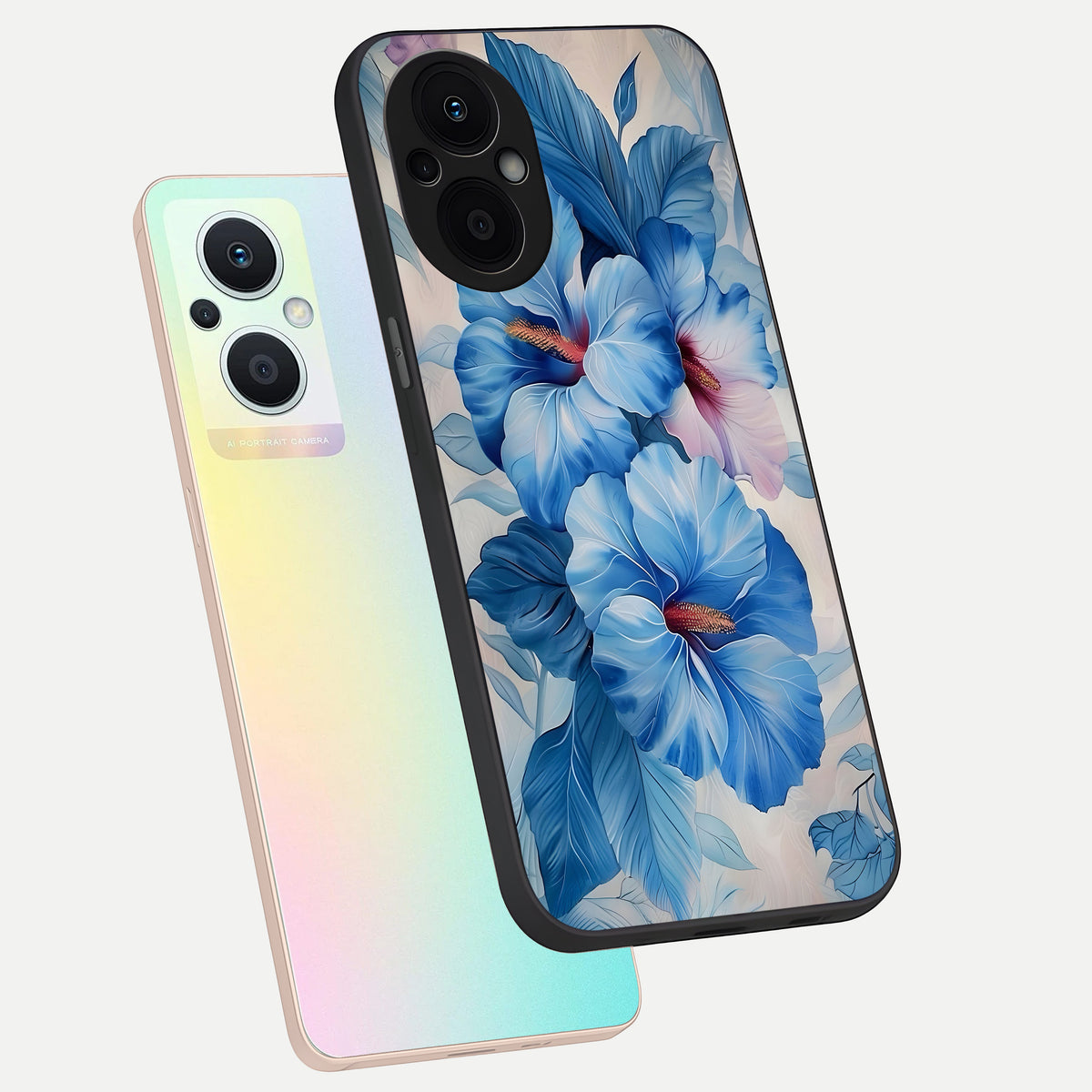  Ocean Hibiscus Grace phone case For Oppo F21 Pro 5G showing premium glass back cover with detailed artwork