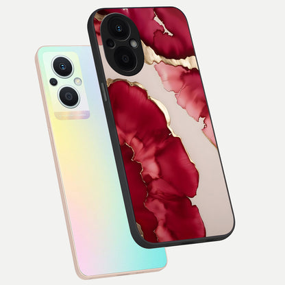  Pink And White Marble phone case For Oppo F21 Pro 5G showing premium glass back cover with detailed artwork
