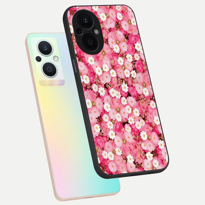  Pink Daisy Bliss phone case For Oppo F21 Pro 5G showing premium glass back cover with detailed artwork