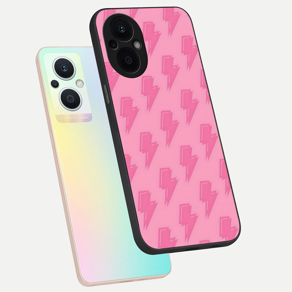  Pink Moo Magic phone case For Oppo F21 Pro 5G showing premium glass back cover with detailed artwork
