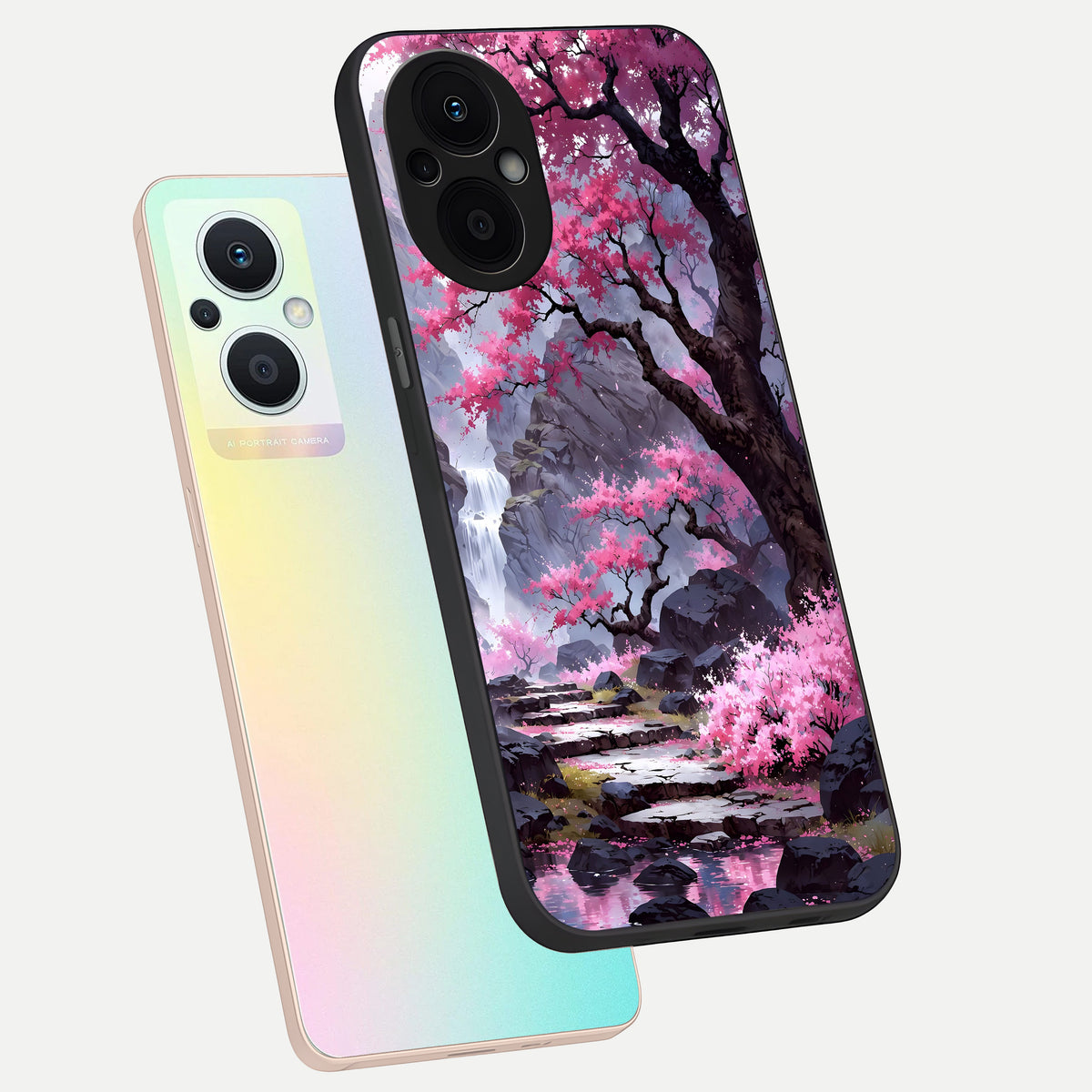  Pink Sunflower Glow phone case For Oppo F21 Pro 5G showing premium glass back cover with detailed artwork