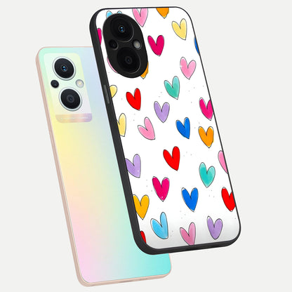  Playful Love Doodles phone case For Oppo F21 Pro 5G showing premium glass back cover with detailed artwork