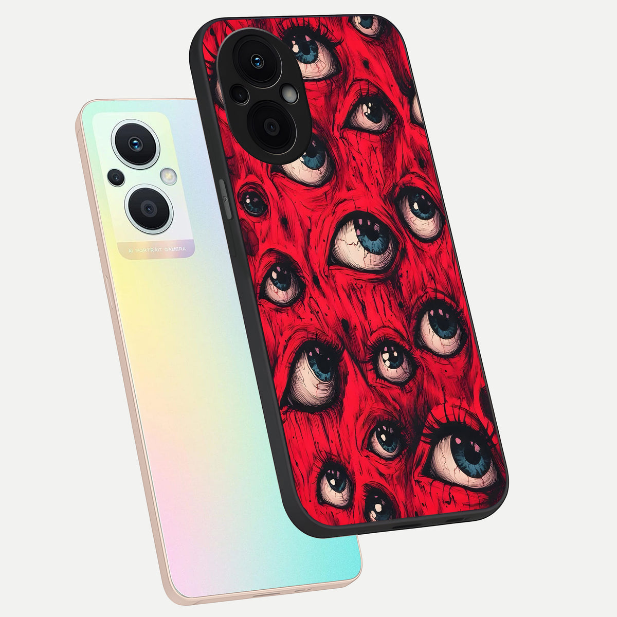 Red Eyes Pattern phone case For Oppo F21 Pro 5G showing premium glass back cover with detailed artwork