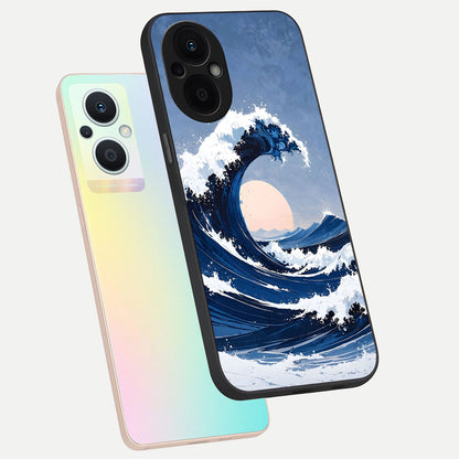  Rising Tide Power phone case For Oppo F21 Pro 5G showing premium glass back cover with detailed artwork