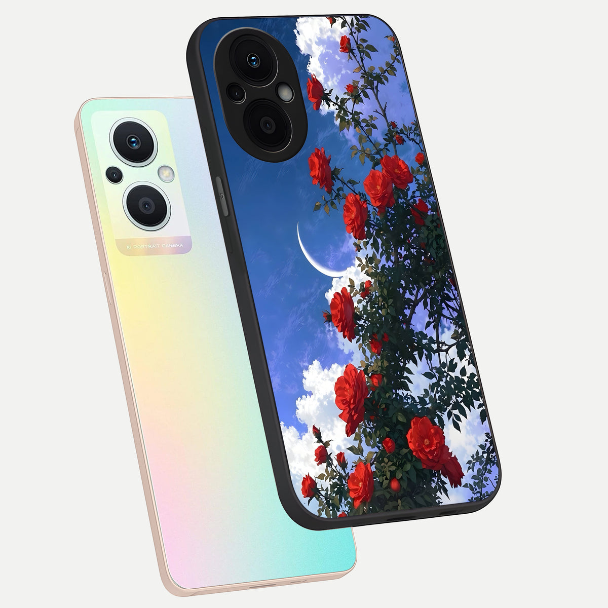  Rose Drift Flowers phone case For Oppo F21 Pro 5G showing premium glass back cover with detailed artwork