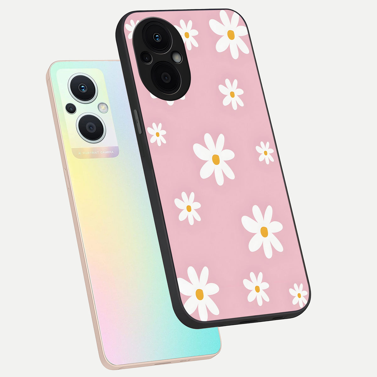  Soft Daisy Bliss phone case For Oppo F21 Pro 5G showing premium glass back cover with detailed artwork