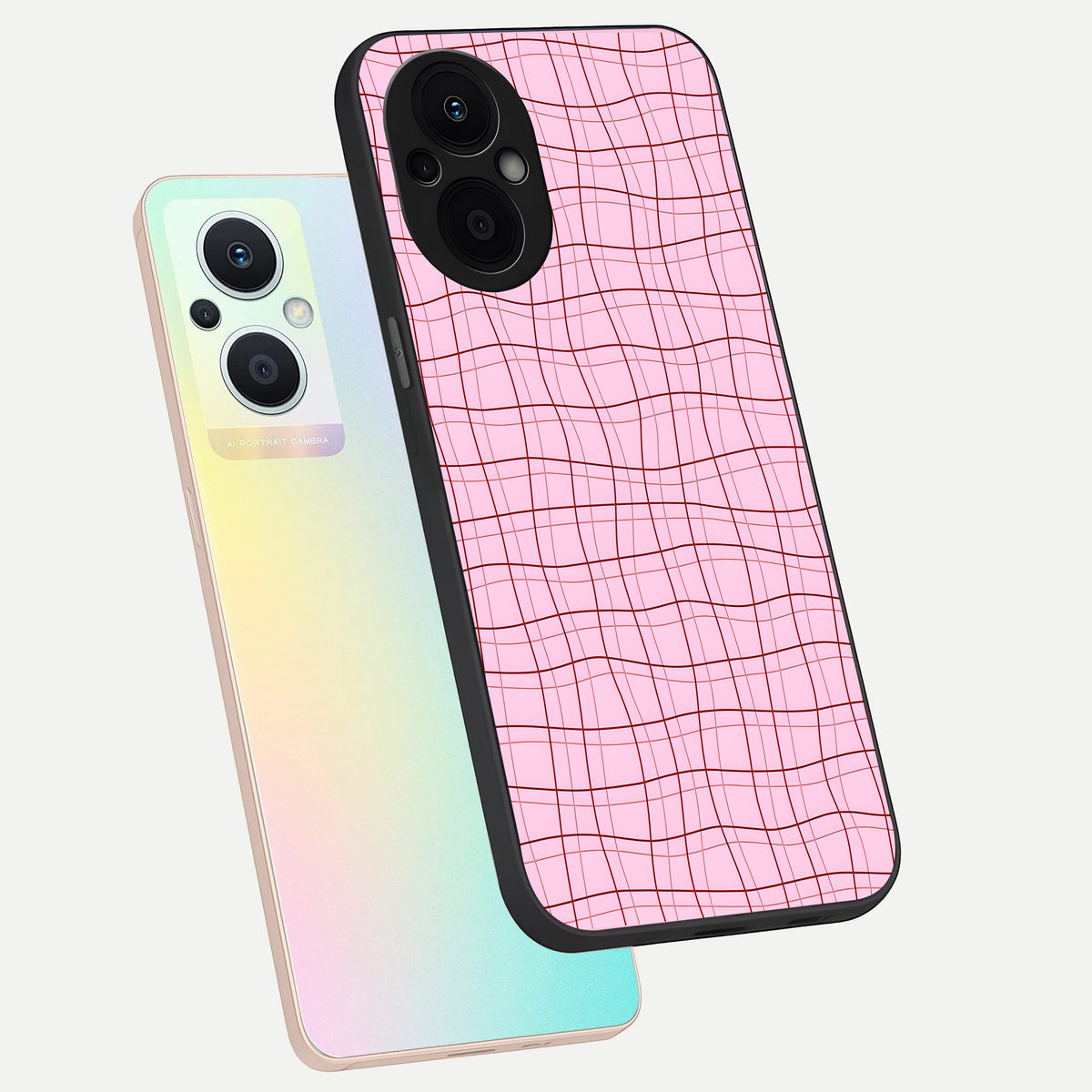  Soft Grid Bliss phone case For Oppo F21 Pro 5G showing premium glass back cover with detailed artwork